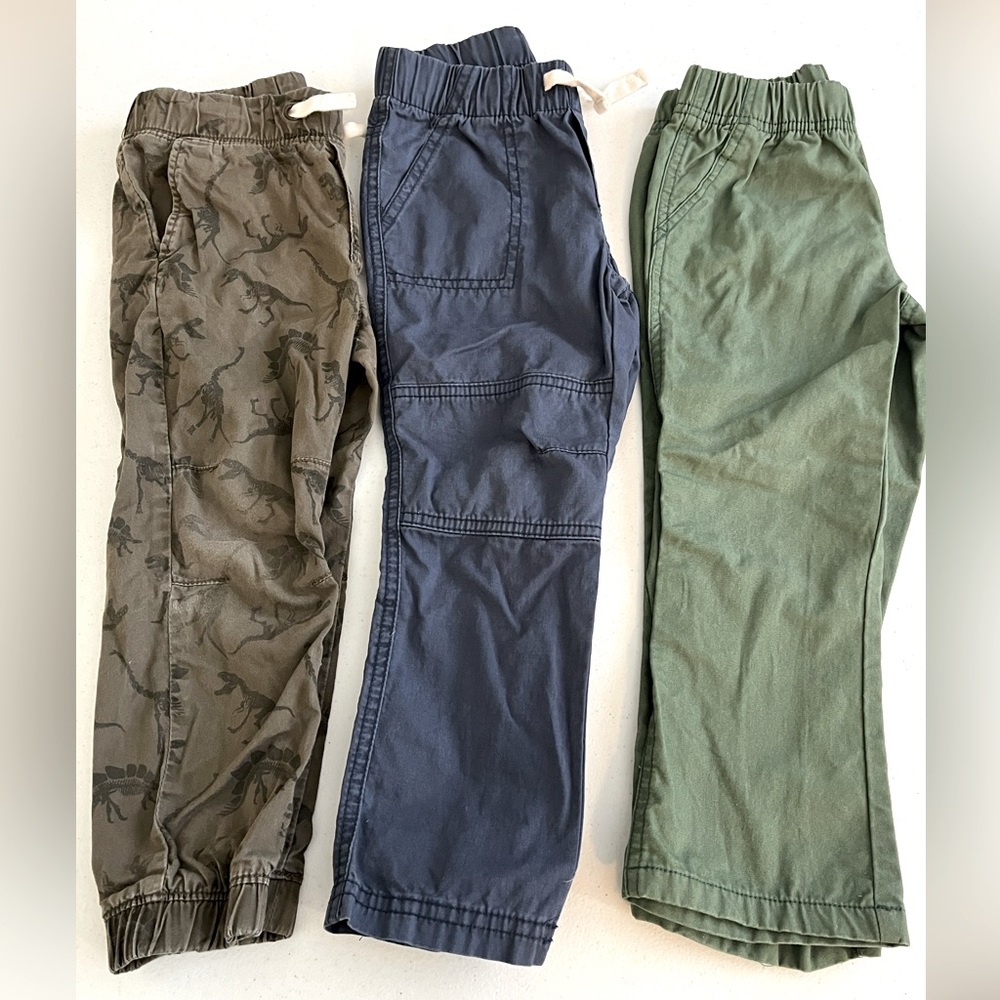 Toddler size 3t cotton pants. Blue,green and green with dinosaurs.